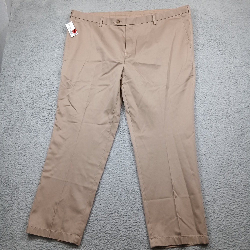 Jos A Bank Traveler Pants Men 44x29 Khaki Cotton Wrinkle Water‎ Resistant NWT - Picture 2 of 9